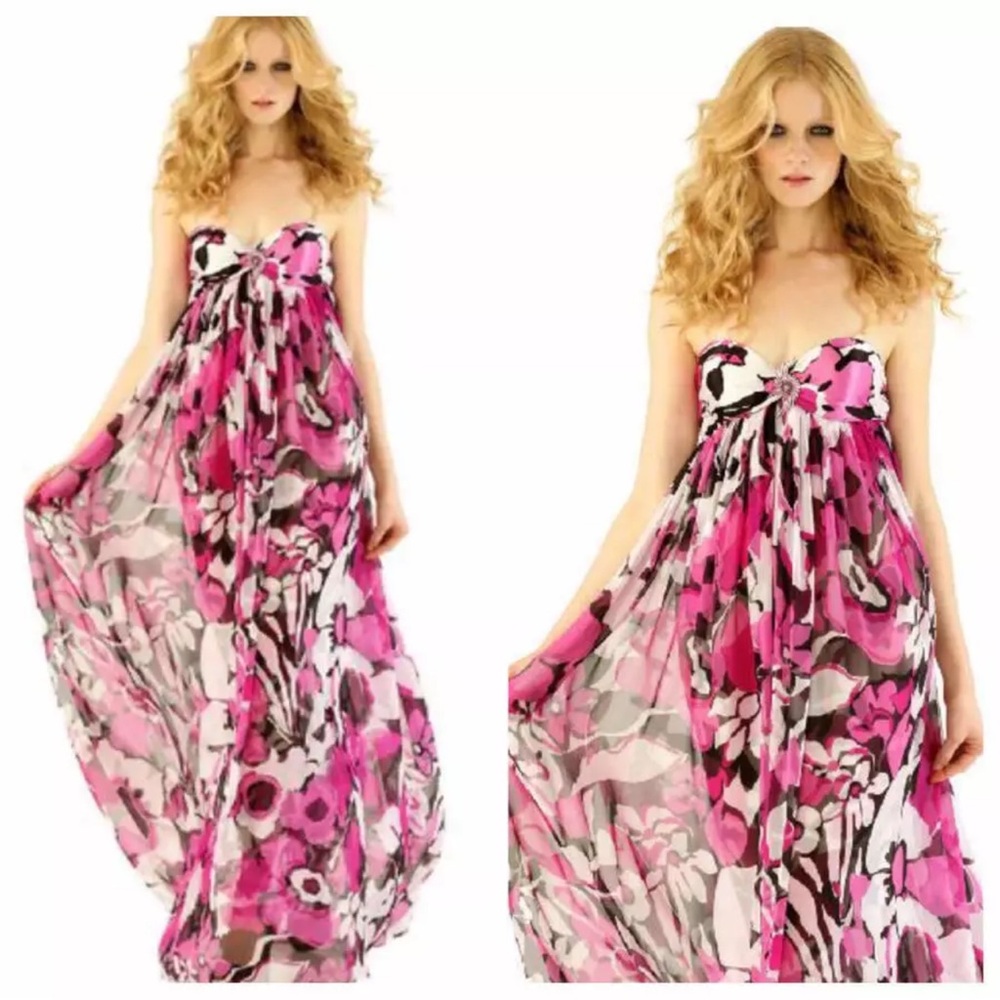 Marc Bower Glamit Strapless Floral Silk Gown - Picture 4 of 12